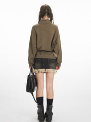 Vintage Olive 'Tribeca' Graphic Mock Neck Sweatshirt