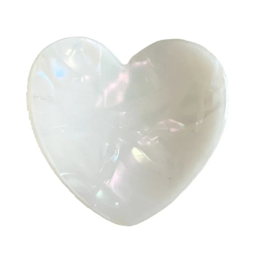 White iridescent heart-shaped hair clip