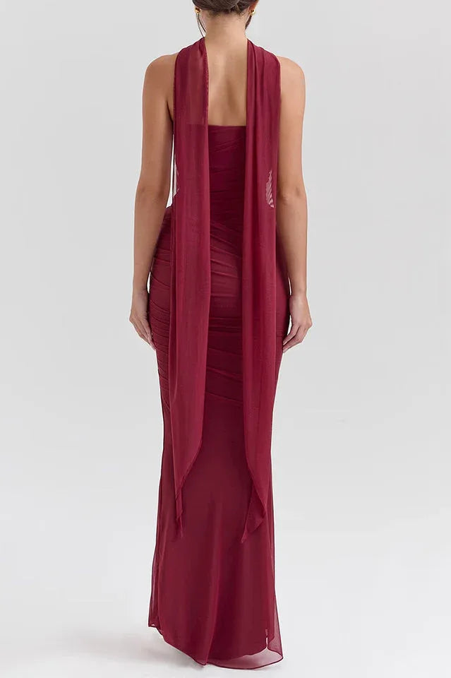 Hallie Corset With Neck Scarf + Skirt Set - View 8 | TEVQA