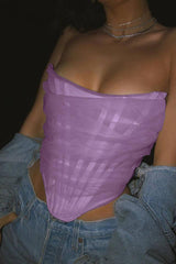 Seraphina Cream Mesh Corset Top - View 34 | TEVQA