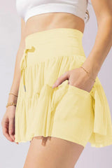 Pirouette Skort with Ruffled Tulle and Drawstring Waist - View 35 | TEVQA