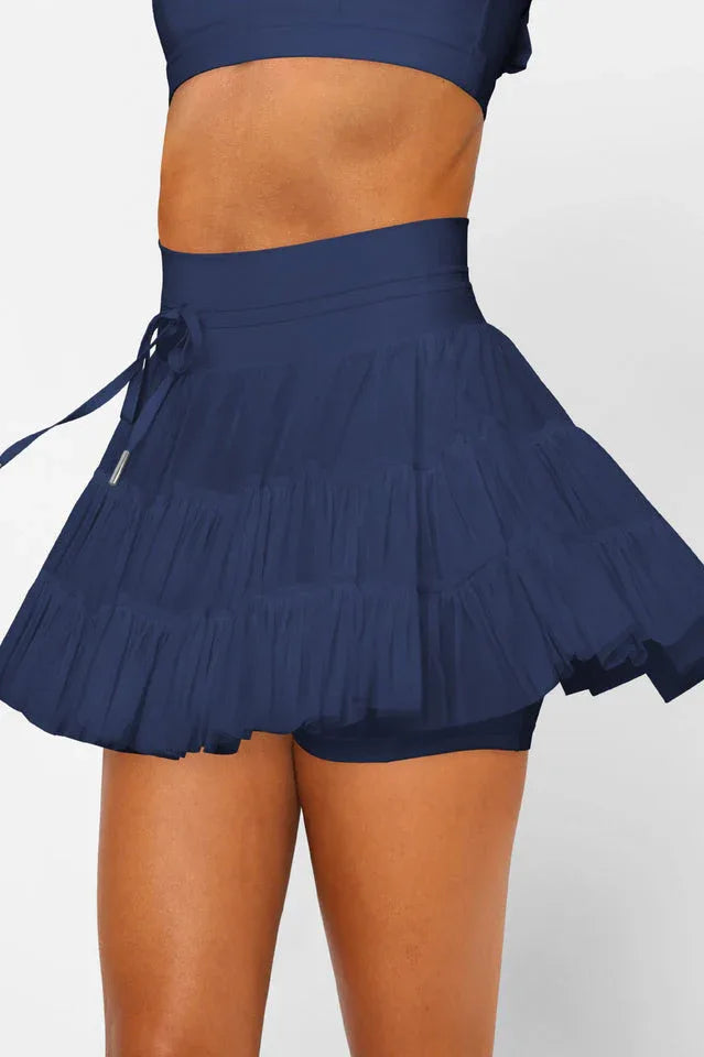 High Waist Ruffle Skort - View 34 | TEVQA