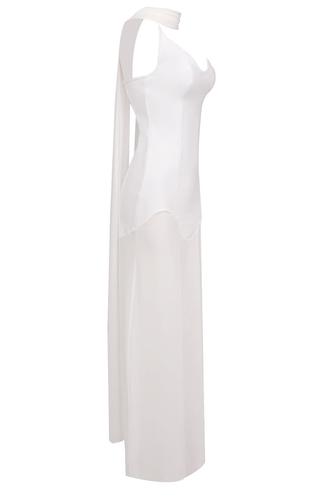 White Strapless Scarf Maxi Dress | Dress In Beauty