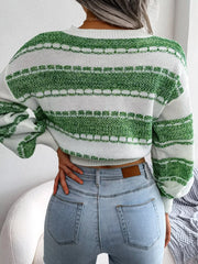 Striped Textured Knit Sweater - View 14 | TEVQA
