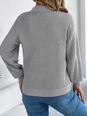 White Cutout V-Neck Cable Knit Sweater