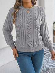 Women's Rust Cable Knit Sweater - TEVQA