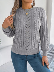 Women's Rust Cable Knit Sweater - TEVQA