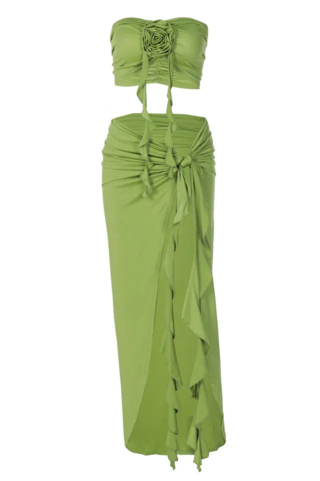Arrietty Flower Draped Skirt Set - View 18 | TEVQA