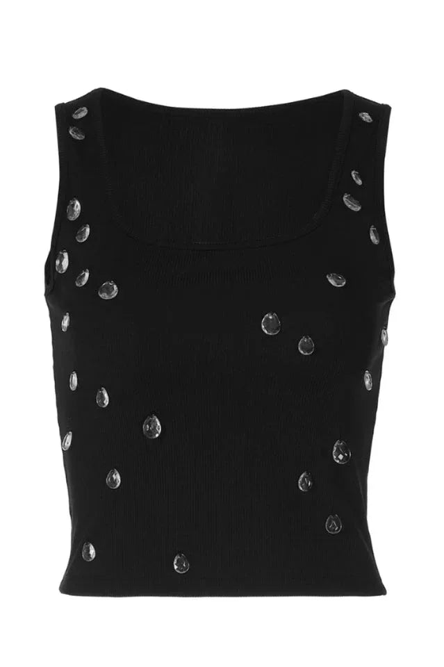 Ribbed Crystal Tank Top - View 27 | TEVQA