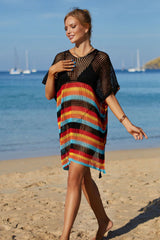 Rainbow Stripe Openwork Slit Cover Up | Dress In Beauty
