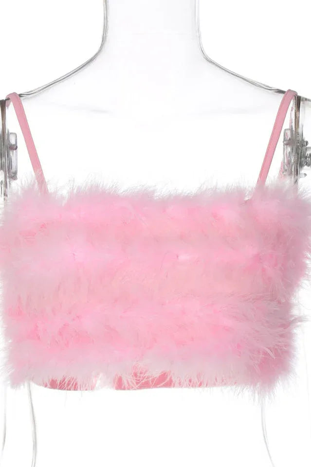 Fuzzy Feather Crop Top - View 15 | TEVQA