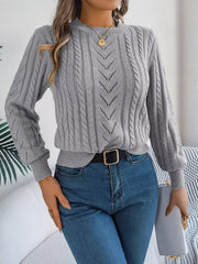 Women's Rust Cable Knit Sweater - TEVQA