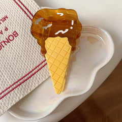 Large 3.9 Inch Ice Cream Cone Acetate Hair Claw Clip - View 7 | TEVQA