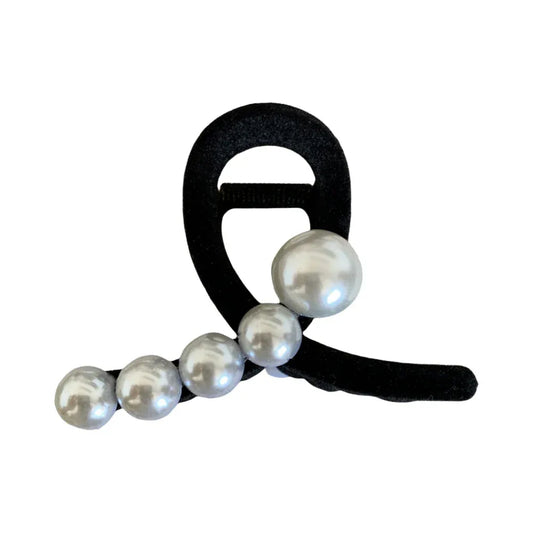 Velvet Pearl Abstract Hair Claw Clip - 3 Inch Loop - TEVQA