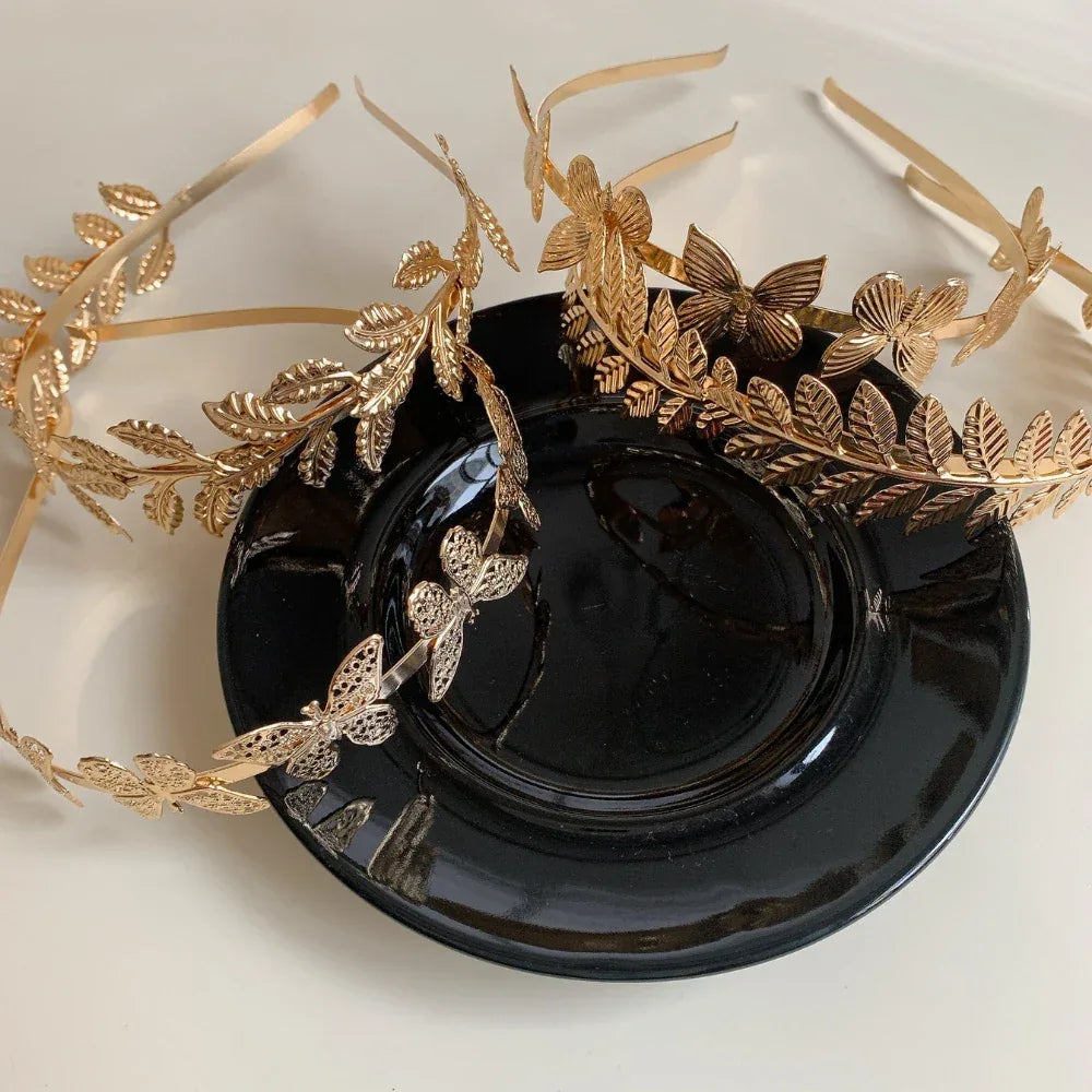 Gold Leaf Headband - Grecian Goddess Laurel Wreath Tiara - TEVQA