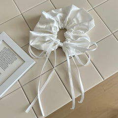 Satin ribbon hair scrunchie with long tails - View 7 | TEVQA