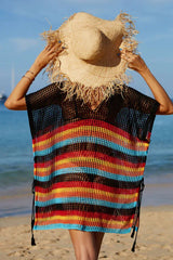 Rainbow Stripe Openwork Slit Cover Up - View 18 | TEVQA