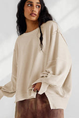 Oversized Contrast Trim Sweatshirt - View 6 | TEVQA
