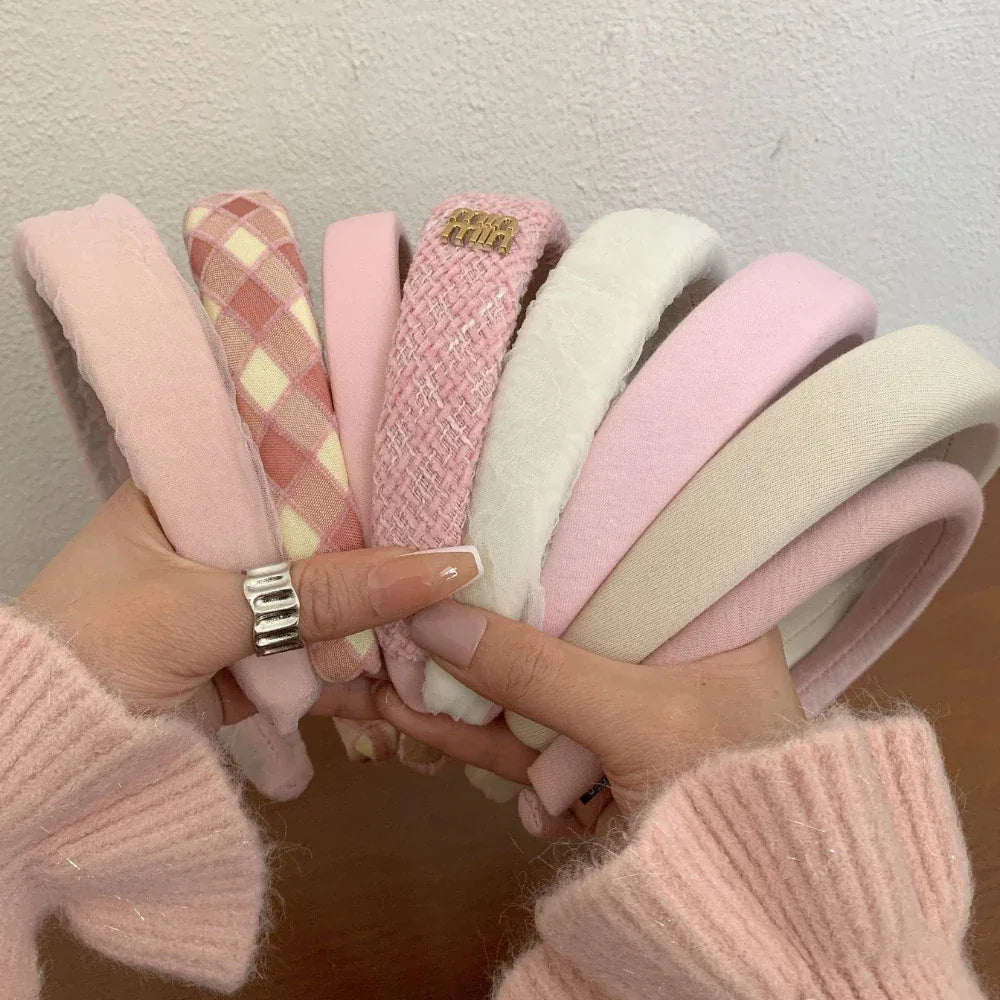 Wide Padded Pink Headband - 1.2 Inch Volumizing - TEVQA