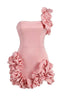 One Shoulder Ruffle Satin Dress - View 17 | TEVQA