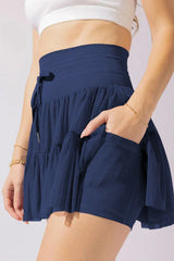 Pirouette Skort with Ruffled Tulle and Drawstring Waist - View 39 | TEVQA