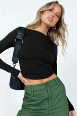 Ribbed knit long sleeve top with open back - View 27 | TEVQA