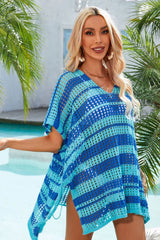 Crocheted V-Neck Beach Cover Up - View 8 | TEVQA