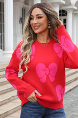 Bow Round Neck Dropped Shoulder Sweater | Dress In Beauty