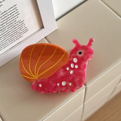 Multicolor whimsical animal acetate hair claw clip with black hat accessory - View 9 | TEVQA