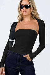 White Two Piece Bolero Tube Top Set - TEVQA