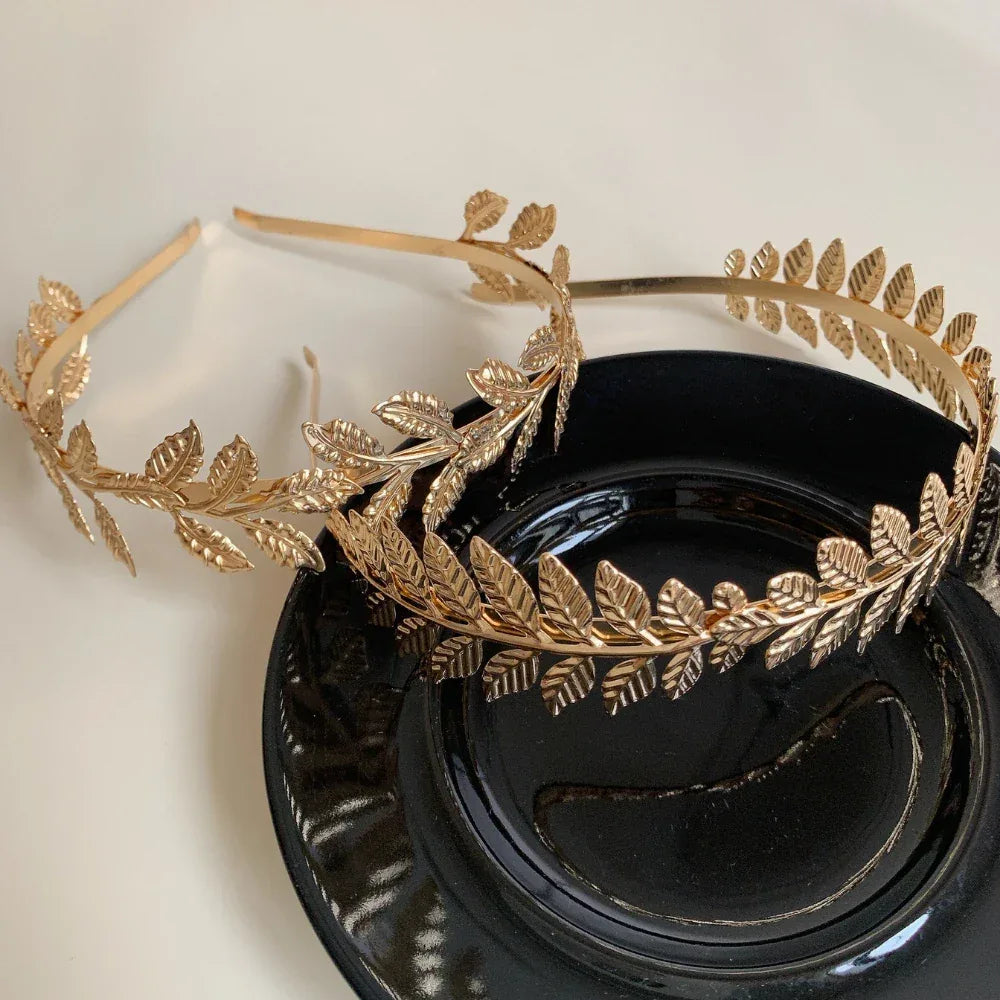 Gold Leaf Headband - Grecian Goddess Laurel Wreath Tiara - TEVQA