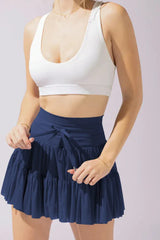 Pirouette Skort with Ruffled Tulle and Drawstring Waist - View 38 | TEVQA