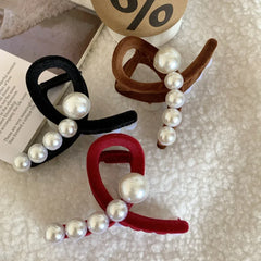 Velvet Pearl Abstract Hair Claw Clip - 3 Inch Loop - TEVQA