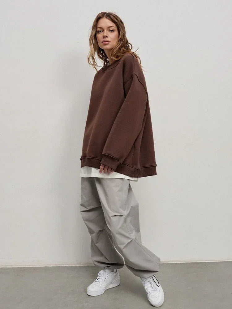 Ultimate Oversized Fleece Crew Neck Sweatshirt - TEVQA