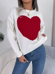 Grey and white cable knit heart sweater - View 17 | TEVQA