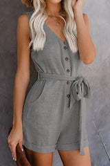 Front Tie Knot Solid Romper | Dress In Beauty
