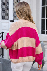 Vibrant Color Block Striped Cardigan - TEVQA