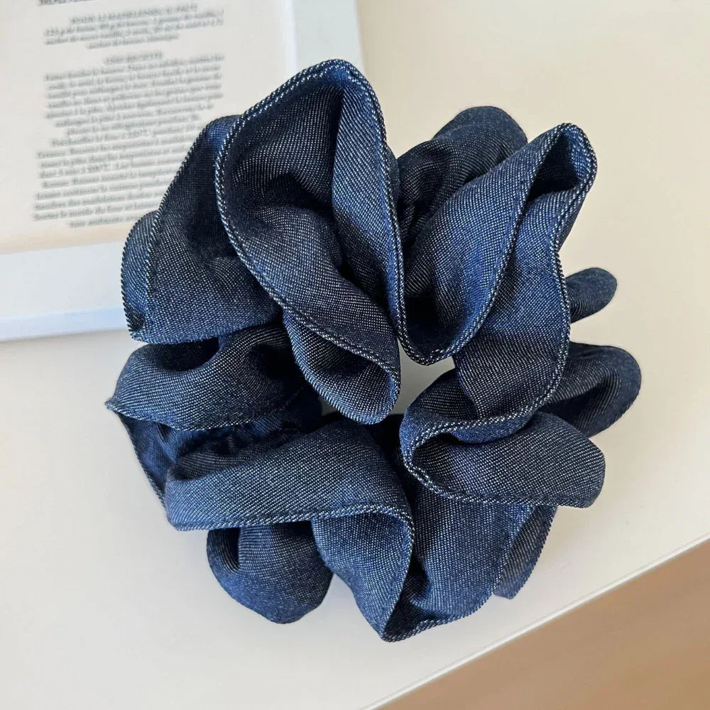 Classic Style Scrunchie in denim and polka dot patterns - View 9 | TEVQA