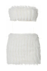 White Fur Skirt Set - TEVQA