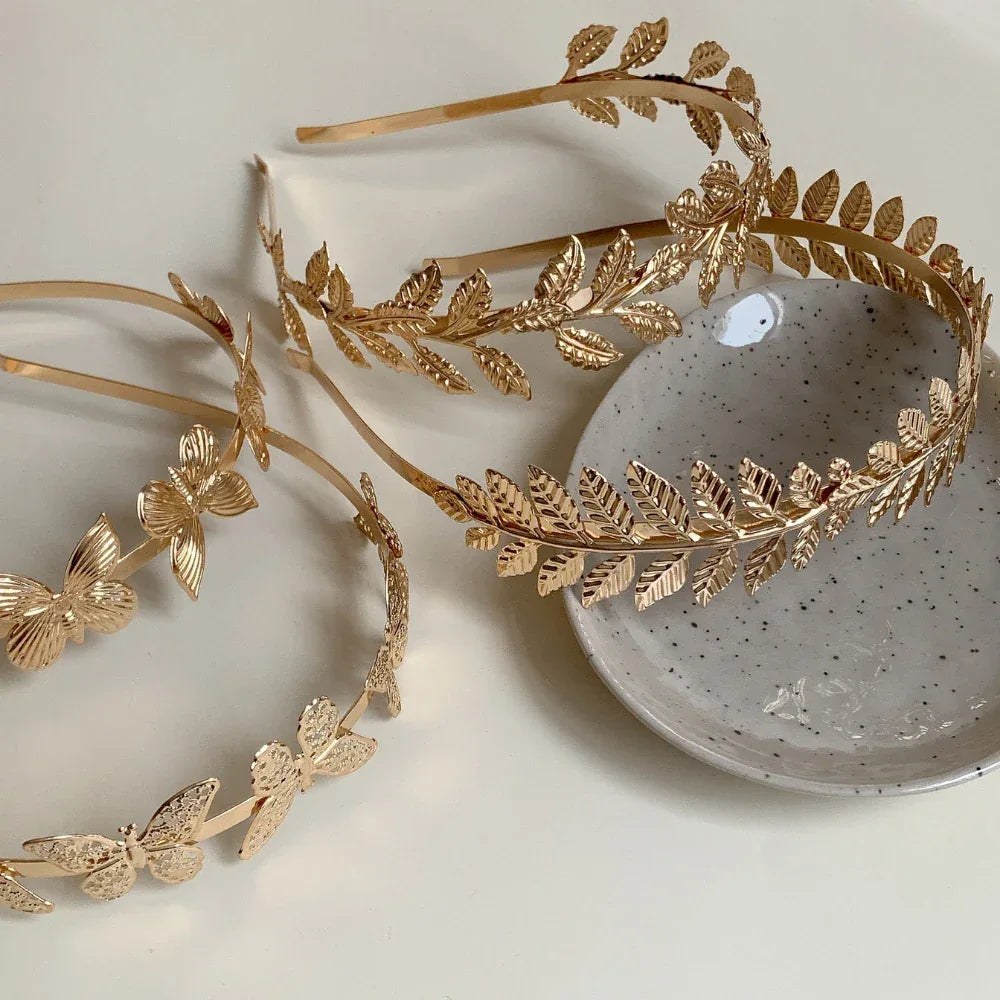 Gold Leaf Headband - Grecian Goddess Laurel Wreath Tiara - TEVQA