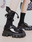 3D Rope Bow Black Socks Heart Charm Dark Academia