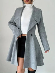 The Genevieve Fit & Flare Wool Coat Dress - TEVQA