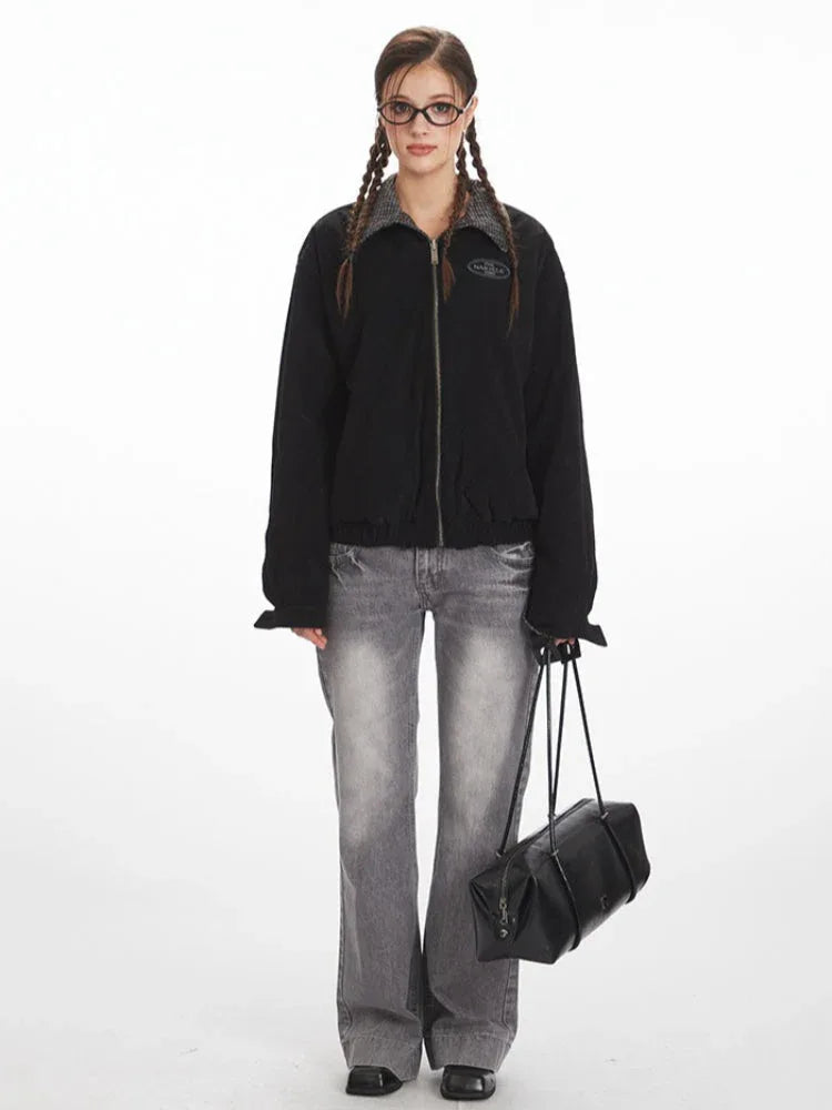 Vintage Reversible Plaid Bomber Jacket - TEVQA