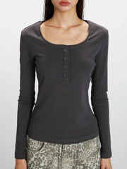 Ribbed knit henley top - View 6 | TEVQA