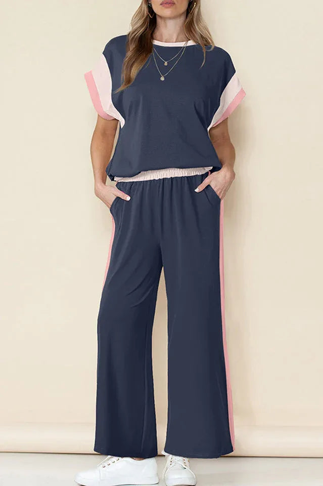 Women's striped knit two-piece set - View 9 | TEVQA