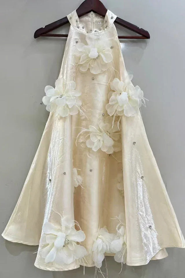 Princess mini dress with floral appliqués - View 12 | TEVQA
