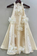 Princess mini dress with floral appliqués - View 12 | TEVQA