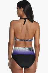 Plus size two-piece swimsuit with halter neck and high-waisted bottoms - View 12 | TEVQA