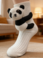 White 3D Panda Knit Slipper Socks Non-Slip