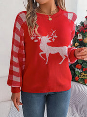 Festive Reindeer Knit Pullover Sweater - View 7 | TEVQA